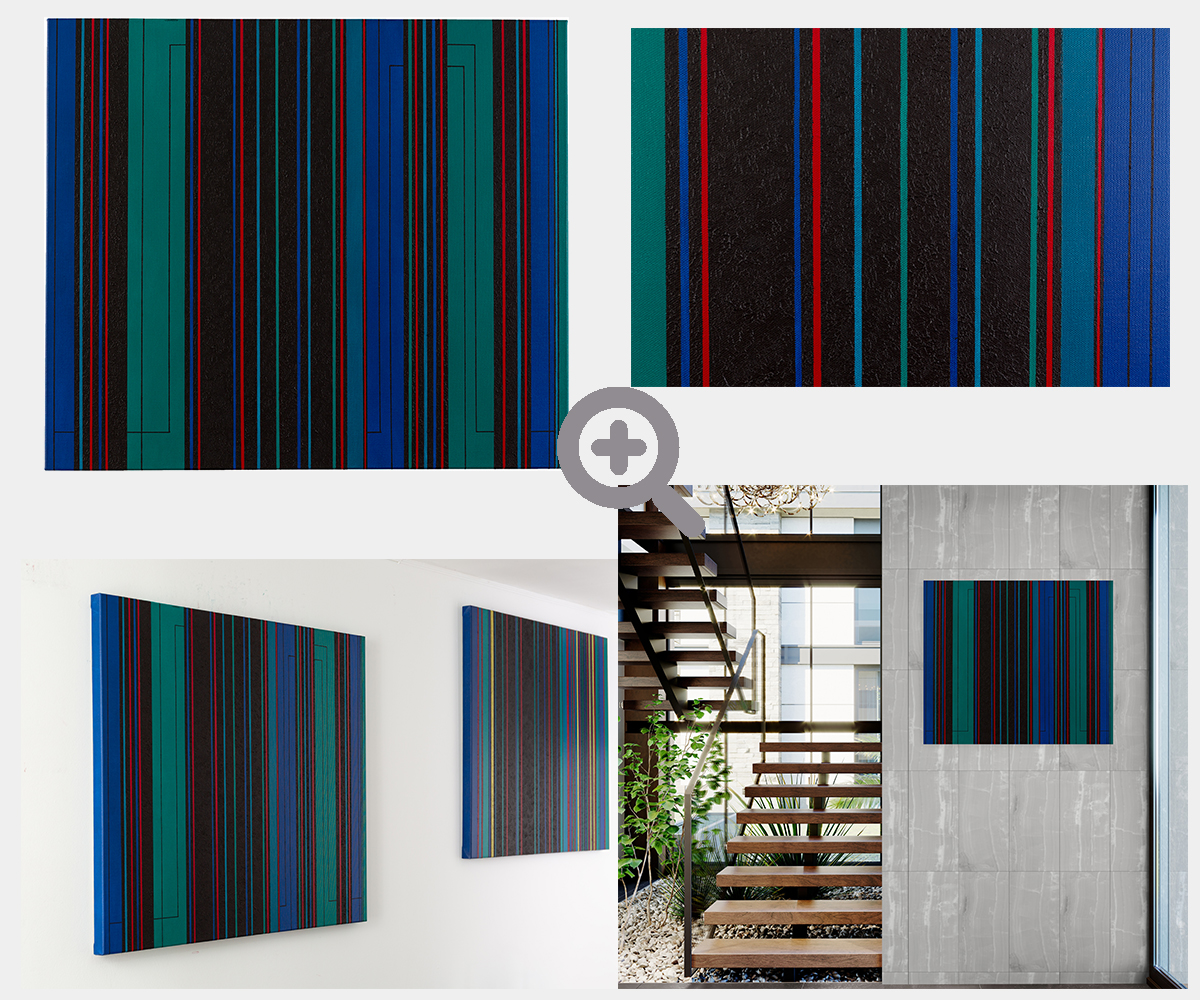 Gemaelde: Streifen konstruktiv Farbfeld minimalistisch KH#335